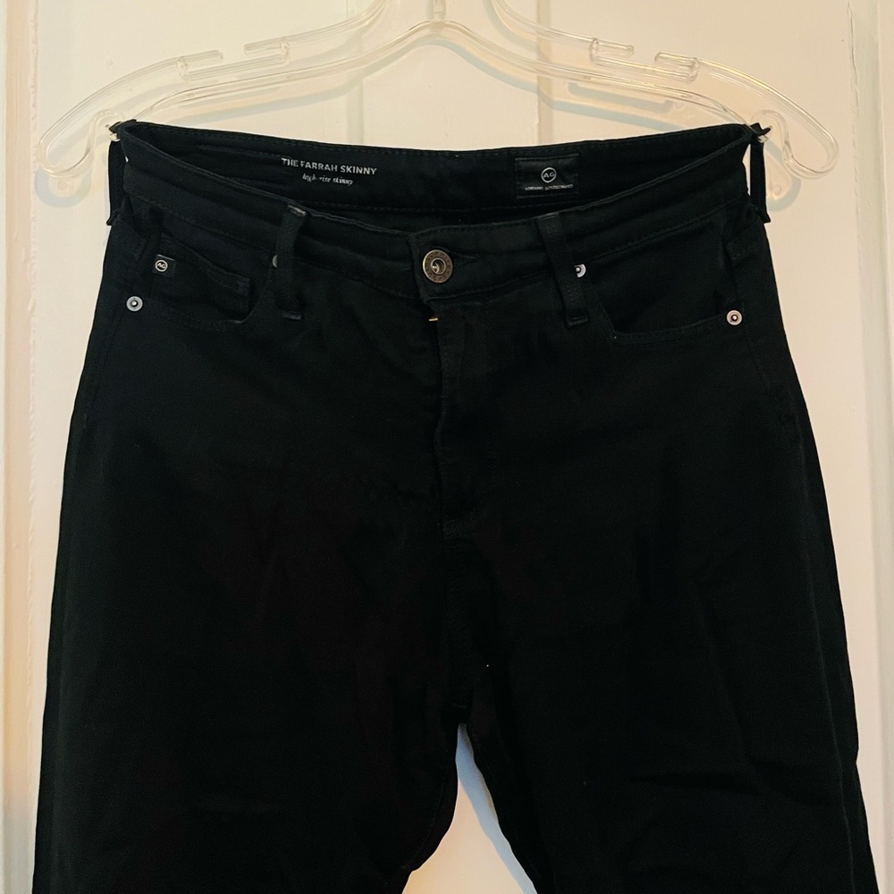 AG Adriano Goldschmied Black Skinny Jeans - with ripped knees